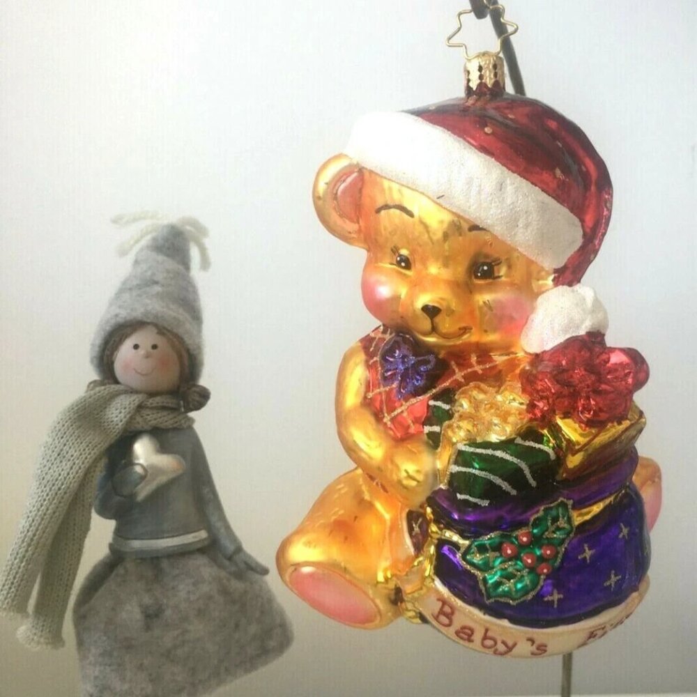 ✨NEW! Authentic Christopher Radko Limited TEDDY BEAR BABY Large Glass Ornament ✨